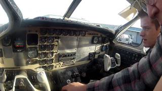 Twin turboprop Kingair U3A startup cockpit view [upl. by Baerman558]