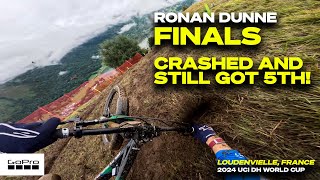 GoPro Crashed and Still got 5th  Ronan Dunne  Finals in Loudenvielle  24 UCI DH MTB World Cup [upl. by Odlanyer]