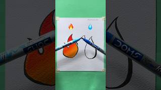 🔥VS💧Easy Painting with DOMS brush pen shorts craft art drawing crafts satisfying [upl. by Dennis242]