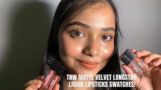 TNW  The Natural Wash Matte Velvet Longstay Liquid Lipsticks Swatches [upl. by Ellekcir]