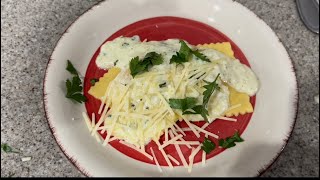 Butternut Squash Ravioli with a white savory sauce on top [upl. by Chloette]