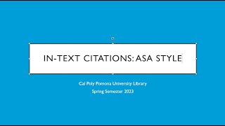 Intext Citations ASA Style [upl. by Ynos]