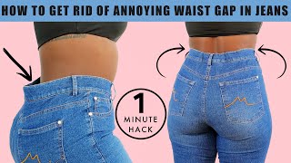 How To Tighten Jeans Waist  Quick NOSEW Hack [upl. by Aisanahta]