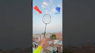 FLY A KITE USING BADMINTON 🏸 ROPE 🥰kiteflying vaibhavsainivlogs kitelover shorts [upl. by Ninel258]