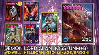 UNM Clan Boss  Wixwell Hellborn Geomancer Mikage Brogni  Raid Shadow Legends Guide [upl. by Arrakat643]