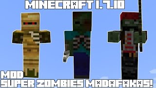 Minecraft 1710 MOD SUPER ZOMBIES MADAFAKAS Undead Plus Mod Review Español [upl. by Neliak]