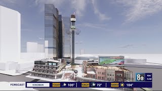 600foot towers highlight new Las Vegas Strip project [upl. by Anasus950]