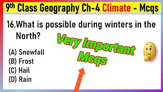 NCERT Class 9 Geography Chapter4 Climate Mcqs With Answers  9 Class Climate Important Mcqs [upl. by Rubin]