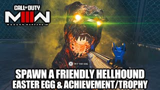 COD MW3 Zombies  Spawn a Friendly Hellhound Easter Egg  Pet a Dog in MWZ Secret AchievementTrophy [upl. by Sillihp932]