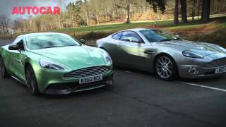 Aston Martin Vanquish meet the ancestors  autocarcouk [upl. by Aneliram488]