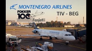 Montenegro Airlines Fokker100  4OAOM  Tivat  Belgrade [upl. by Naniac]