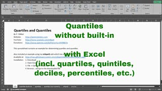 Excel  Quantiles and Quartiles without builtin [upl. by Moersch]