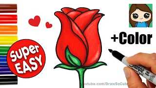 How to Draw  Color a Rose Super EASY Realistic [upl. by Lanfri]