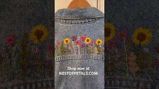 Embroidery Jean Jacket embroidered embroideredflowers handembroidery fashionembroidery craft [upl. by Emiline]