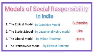 models of social responsibility in India models of csr ethical statist liberal and stakeholder [upl. by Reube435]