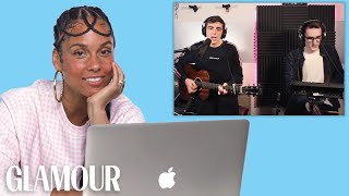 Alicia Keys Watches Fan Covers on YouTube  Glamour [upl. by Aubarta]