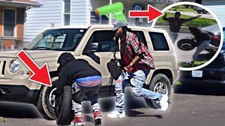 Stealing Car Tires Prank Gone Wrong Got Arrested [upl. by Kafka]