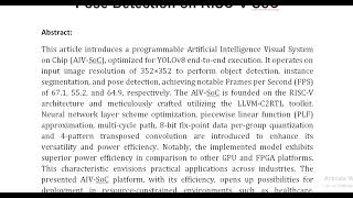 Energy Efficient Implementation of YOLOv8 Instance Segmentation and Pose Detection on RISC V SoC [upl. by Yttisahc]