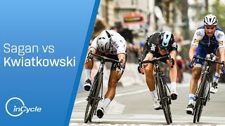 EPIC MilanSan Remo Battle  Sagan vs Kwiatkowski  inCycle [upl. by Saihttam]