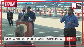 US Surgeon General Jerome Adams demonstrates COVID19 test during press conference in Atlanta [upl. by Terraj]