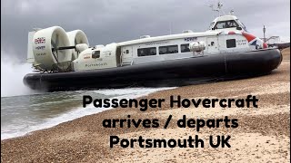 Passenger Hovercraft arrives  departs Portsmouth beach Isle of Wight UK [upl. by Terzas]