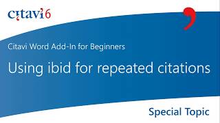 Citavi 6 Word AddIn Using ibid for repeated citations 29 [upl. by Baskett346]