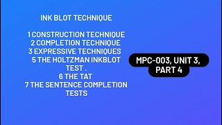 The Holtzman Inkblot TestLimitations of the Projective Tests TAT SCT MPC003  unit 3 part 4 [upl. by Engelhart]