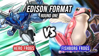 YuGiOh Edison Format Round 1 Hero Frogs Vs Fishborg Frogs [upl. by Aitsirt]