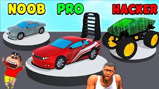 NOOB vs PRO vs HACKER in BUILD A CAR RACING with SHINCHAN and CHOP [upl. by Yggep]