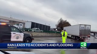 A look at roadway flooding and crashes in Modesto [upl. by Ecnadnak]