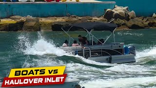 Pontoon NIGHTMARE at Haulover Inlet  Boats vs Haulover Inlet [upl. by Lienahs]