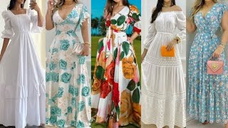 Vestidos de moda 2024Long maxi dresses design ideas for ladies [upl. by Lebaron]