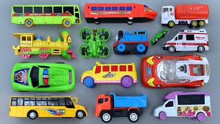 Looking for Toy Vehicles School Bus Dump Truck Food Van Police Car Train Toy Ambulance amp Cars [upl. by Fabrice]