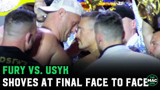 Tyson Fury SHOVES Oleksander Usyk at Final Face To Face [upl. by Aluor]