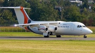 AVRO RJ85 Jota Aviation TakeOff at Bern Airport [upl. by Akcinehs]