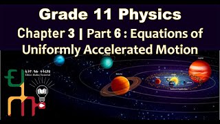 Grade 11 Physics Chapter 3  Part 6 Equations of Uniformly Accelerated Motion with examples [upl. by Assili69]