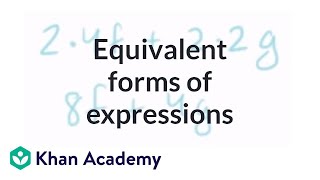 Equivalent forms of expressions  Introduction to algebra  Algebra I  Khan Academy [upl. by Eirtemed]