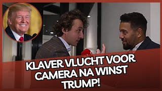 Hilarisch Stotterende Klaver VLUCHT voor camera na WINST Trump [upl. by Sigfrid]