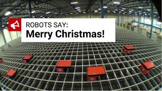 AutoStore robots programmed to wish quotMerry Christmasquot  EN [upl. by Nosnarb]