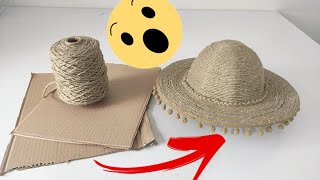 DIY hat making using cardboard  handcraft Mexican hat  hat diy handcraft how handmade [upl. by Hafeenah]