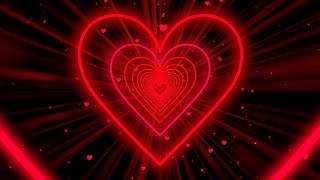 Heart Tunnel❤️Red Heart Background  Neon Heart Background Video  Wallpaper Heart 10 Hours [upl. by Anaitsirhc]