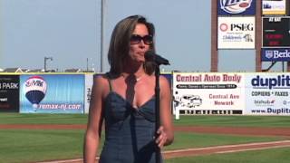 Doreen Arminio Sings our National Anthem at Newark Bears Stadium [upl. by Nessah]