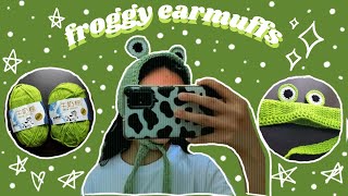 crochet with me froggy earmuffs🐸 [upl. by Hanley510]