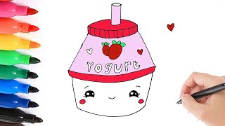 HOE TEKEN JE AARDBEIEN MELK How to draw strawberry yoghurt [upl. by Marashio160]