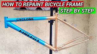 Diy repaint bicycle frame  sparkling Blue Step by step [upl. by Lamrej881]