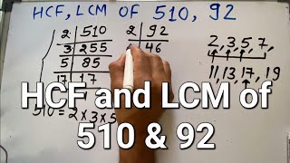 HCF and LCM of 510 amp 92 [upl. by Eissehc]