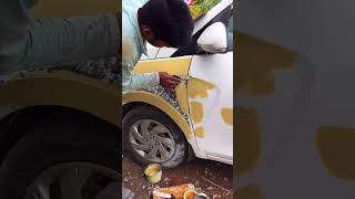 Hyundai Sentro Fender Repaint white parasspraypainting carpaintingservice reels shots [upl. by Wenoa542]