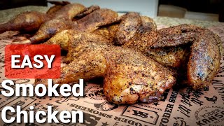 Texas Smoked Chicken Recipe  Crispy Skin Smoked Chicken Easy [upl. by Buckden]