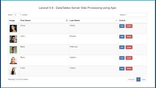 Laravel 58  DataTables Serverside Processing [upl. by Naamann]