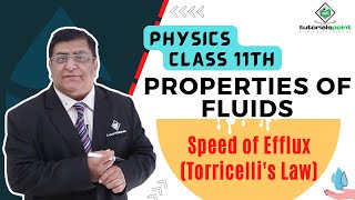 Class 11th – Speed of Efflux Torricellis Law  Properties of Fluids  Tutorials Point [upl. by Luci165]